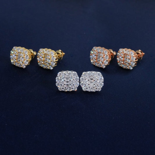 Moissanite Pave Cluster Stud Earrings