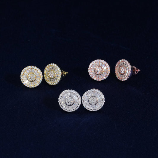 Moissanite Sun Eternity Cluster Stud Earrings