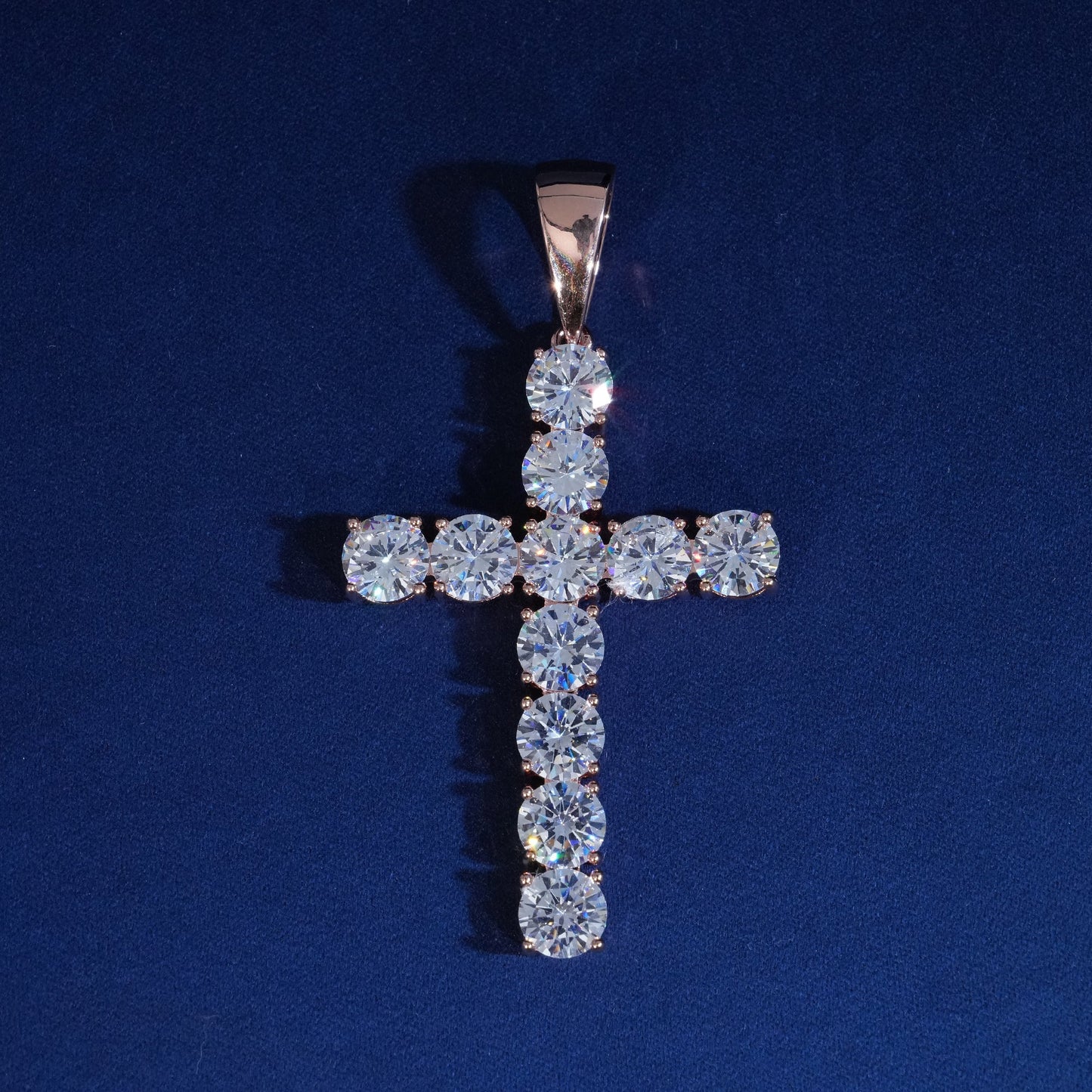 8MM ROUND MOISSANITE CROSS PENDANT