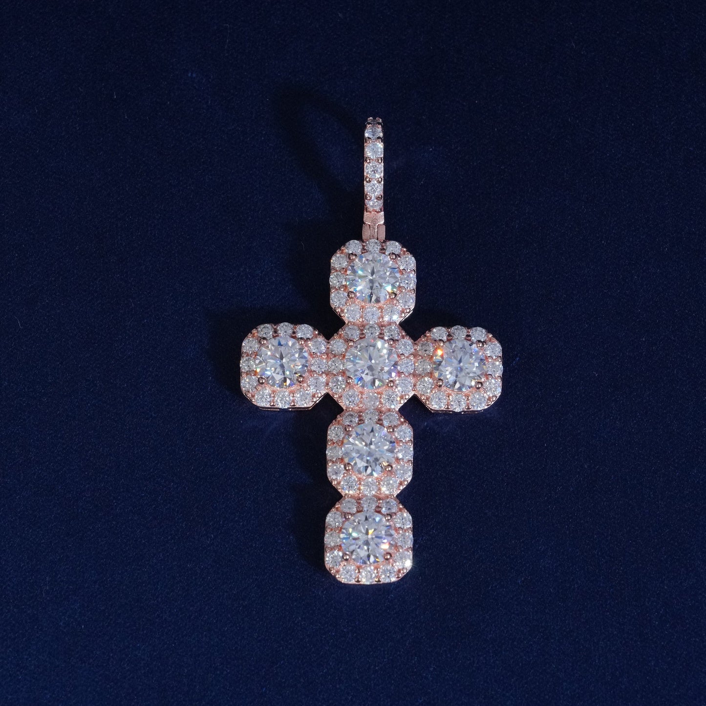 Moissanite Clustered Cross Pendant