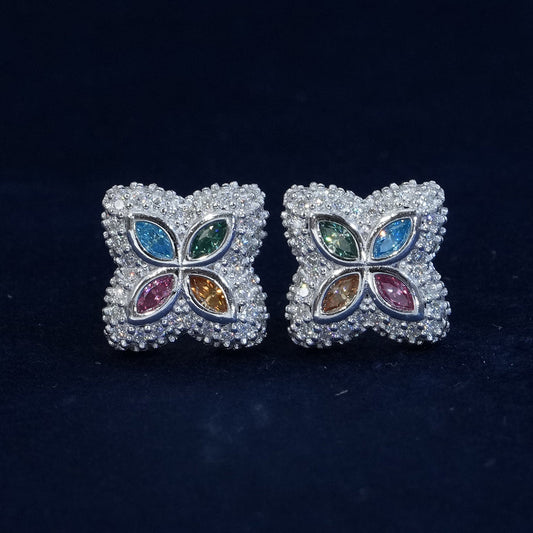 Moissanite Diamond Blossom Earrings