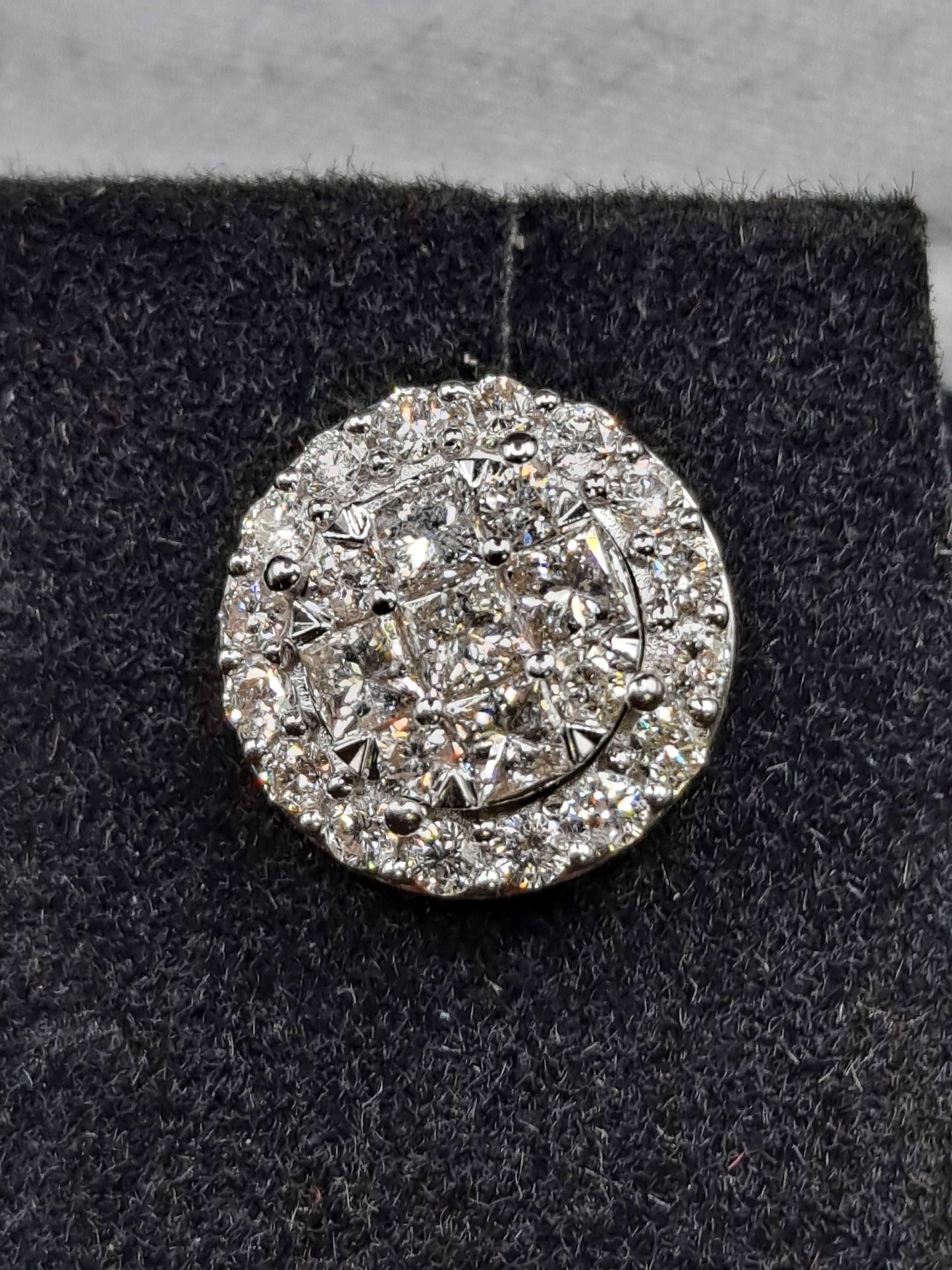 12mm 14k white Gold "large" 2 .25 cts natural diamond clusters Vs-1 earrings