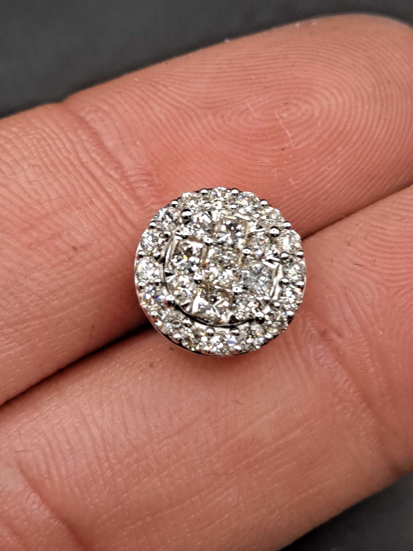 12mm 14k white Gold "large" 2 .25 cts natural diamond clusters Vs-1 earrings