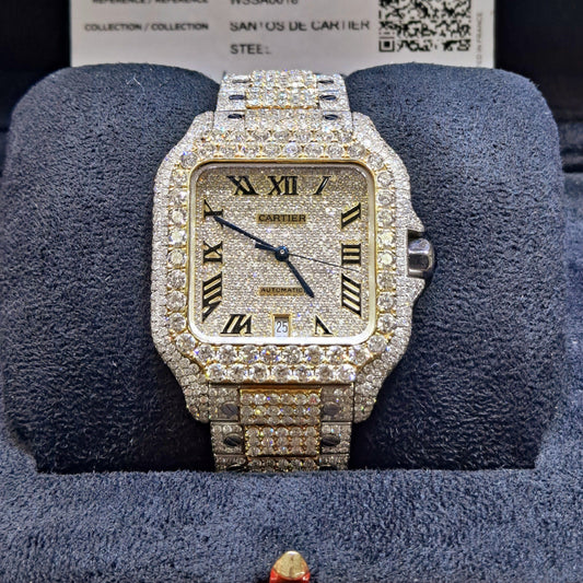 41MM 2021 NEW CARTIER SANTOS XL | 28CTS VS-1 | TWO TONE | BUST DOWN💎