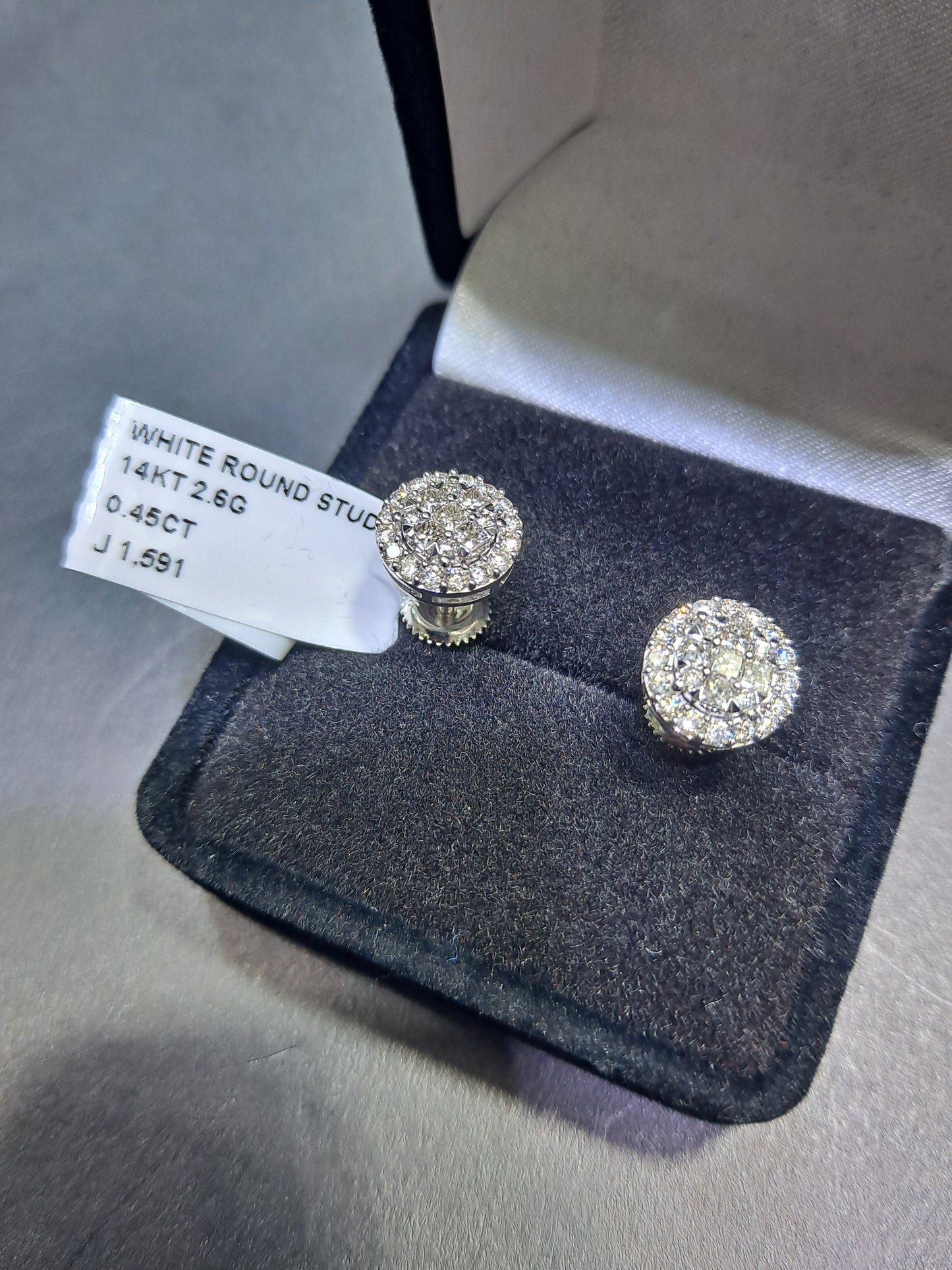 Diamond Cluster Stud Earrings .45 cts