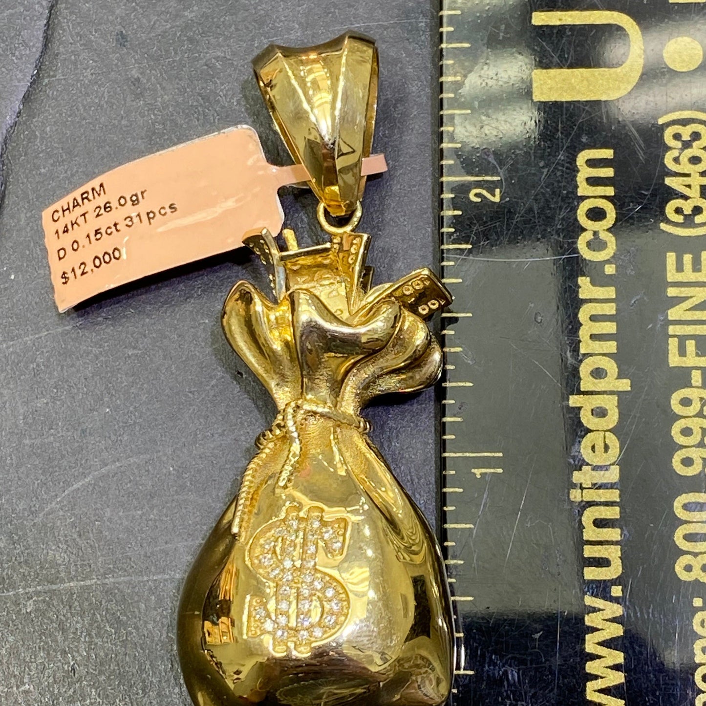 New 14k Vs-1 Money Bags Custom Diamond Pendant