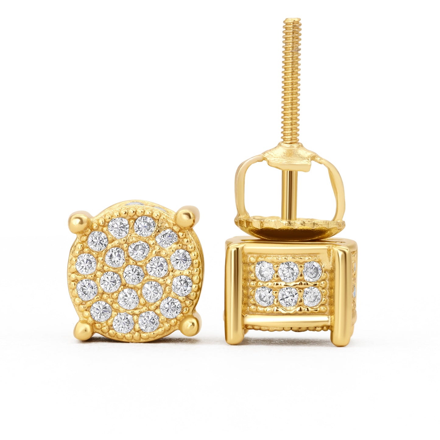 Round Micro Pave Moissanite Stud Earrings