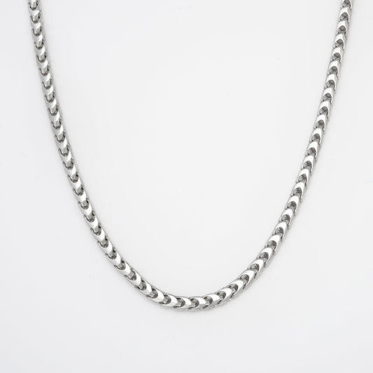 4mm S925 Franco Chain with Moissanite Clasp in White Gold