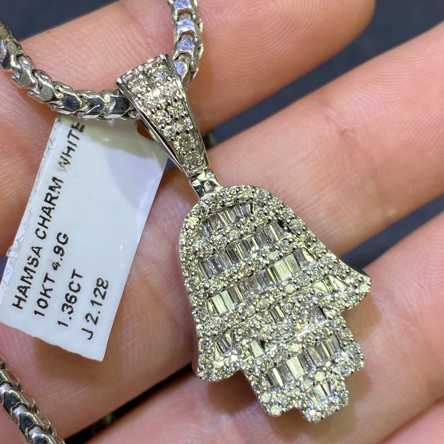 14k VVS1 Natural Diamond Hand of God 14k Iced Pendant