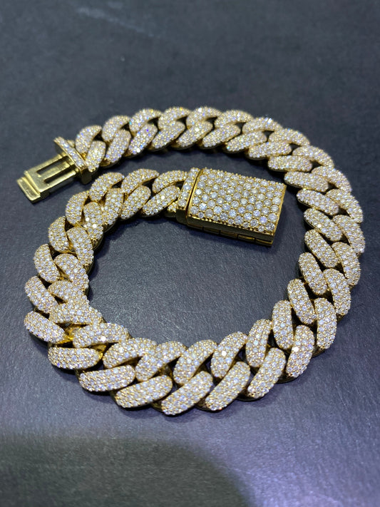 New “iced Bustdown “Miami Cuban link bracelet 12ct.t.w.Vs1 ,10k ,11mm