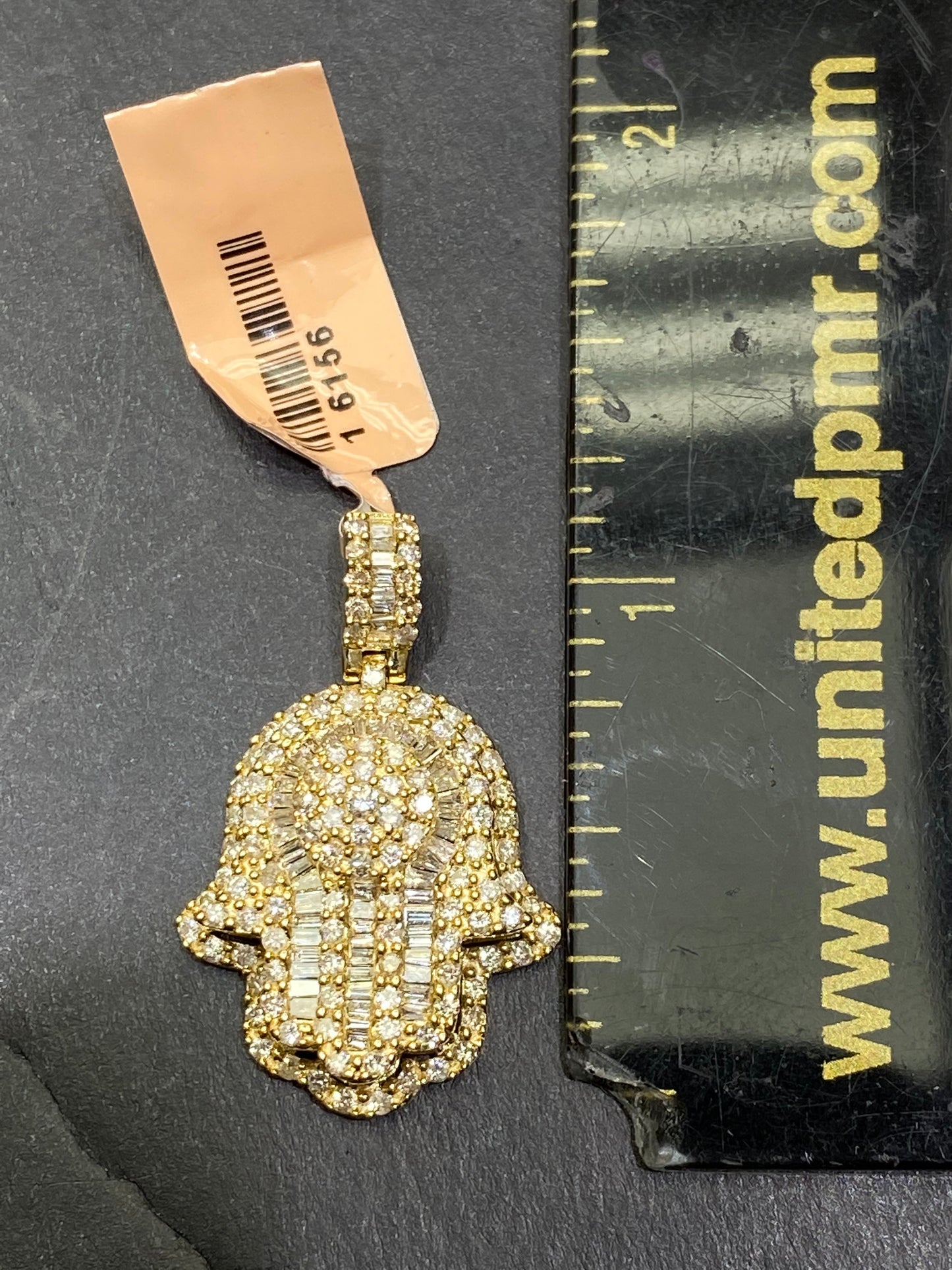 New 14k Vs-1,2cts.t.w. "Iced Hamsa" Natural Diamonds Hamsa Hand of God Pendant