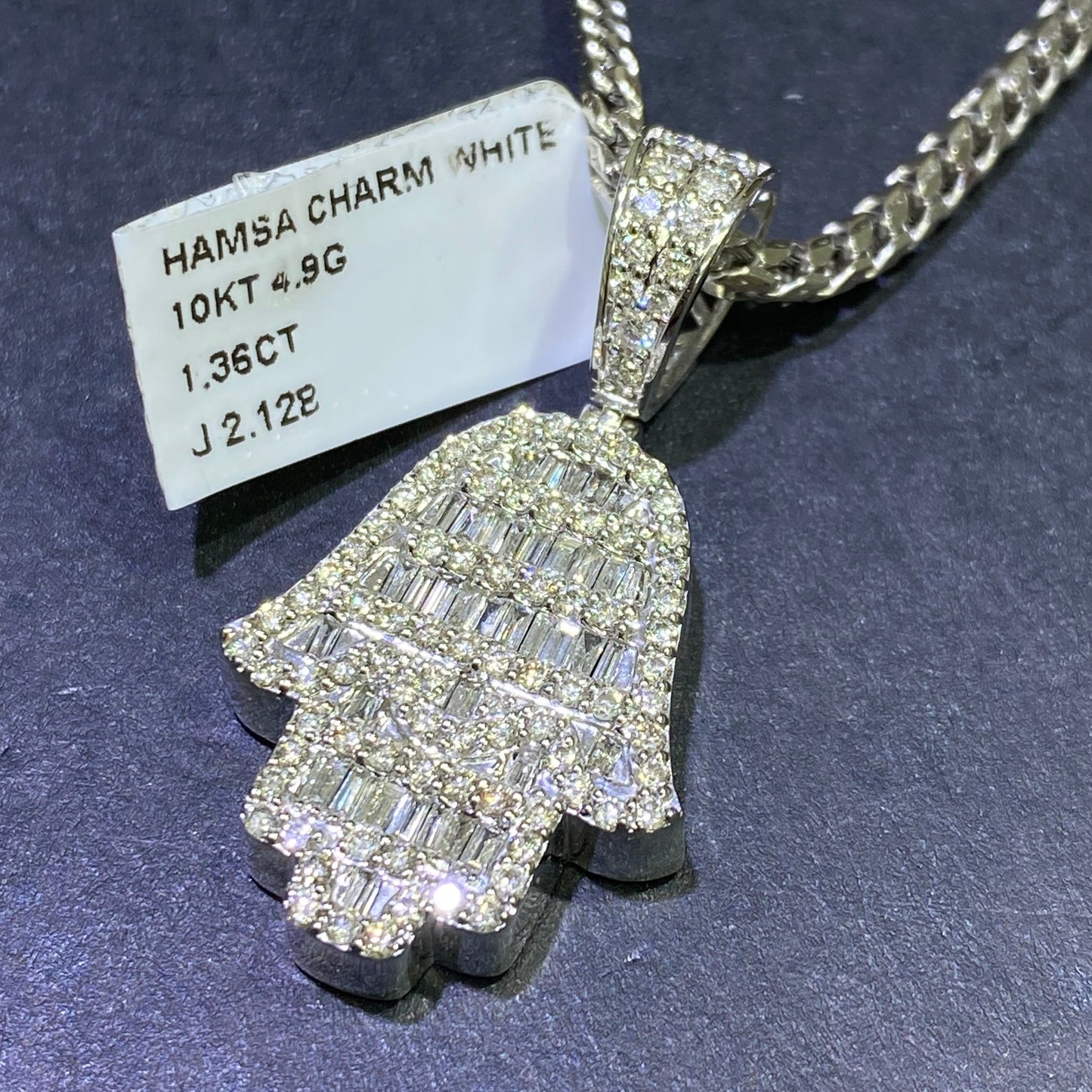 14k VVS1 Natural Diamond Hand of God 14k Iced Pendant