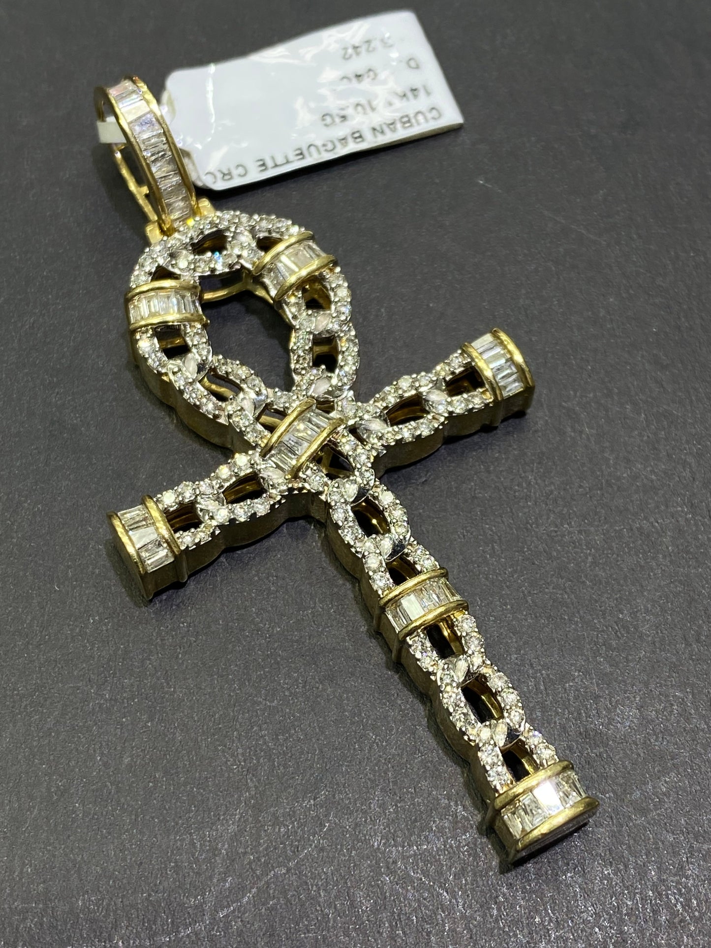 New 14k Egyptian Cross Pendant Vs1 Natural Diamonds 💎 1.3 cts.t.w.