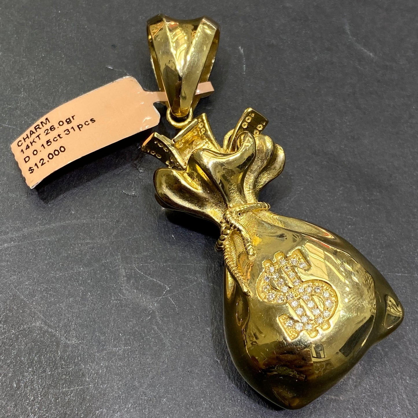 New 14k Vs-1 Money Bags Custom Diamond Pendant