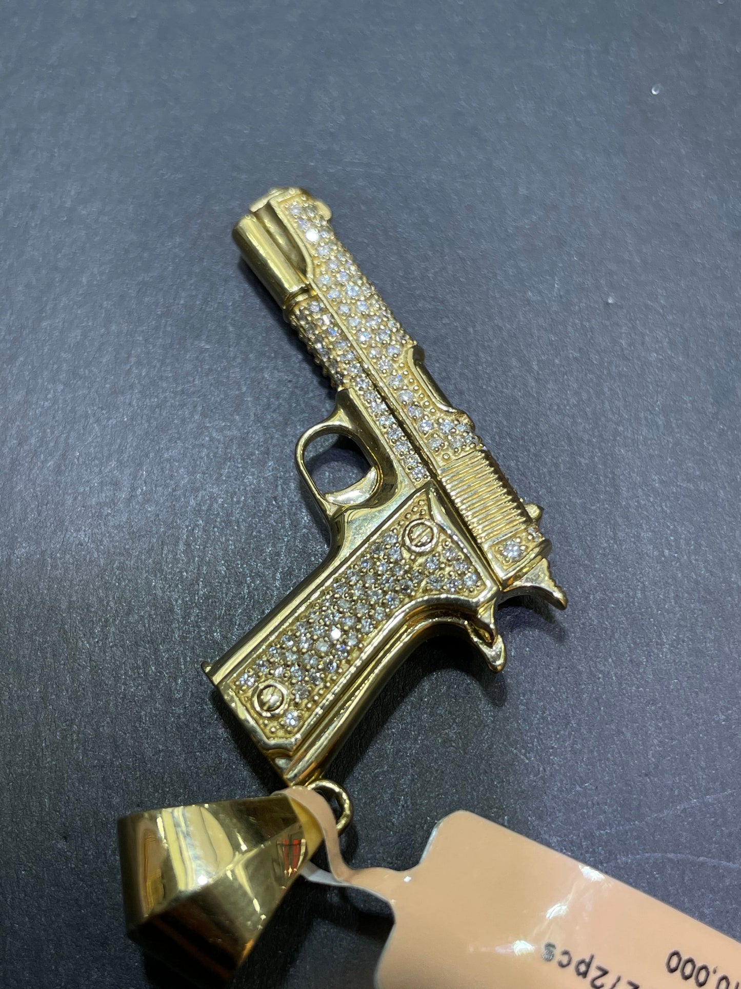 14k Vs1 Diamond Gun Charm Pendant Custom Made