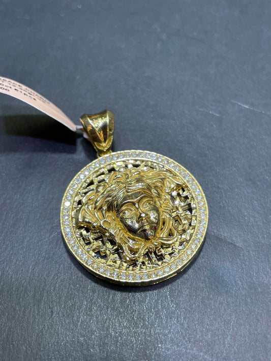 14k New ICED DIAMOND MEDUSA CHARM PENDANT