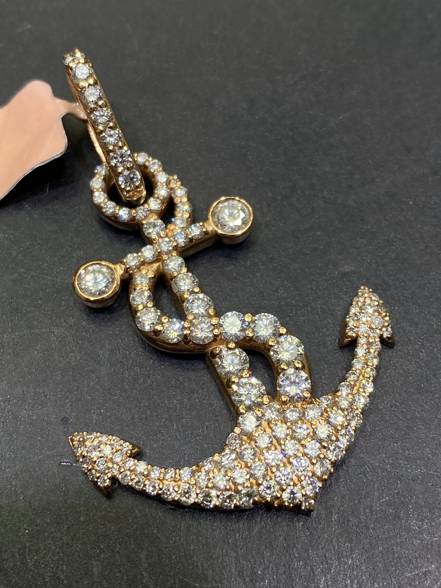 New 14k Anchor Pendant VS-1 natural diamonds 3 cts.t.w.