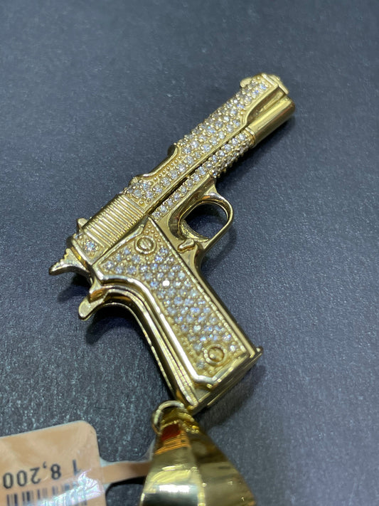 14k Vs1 Diamond Gun Charm Pendant Custom Made