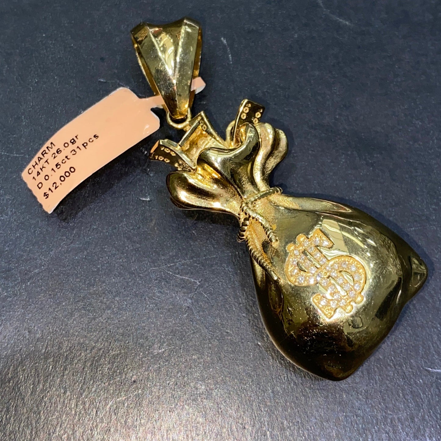 New 14k Vs-1 Money Bags Custom Diamond Pendant