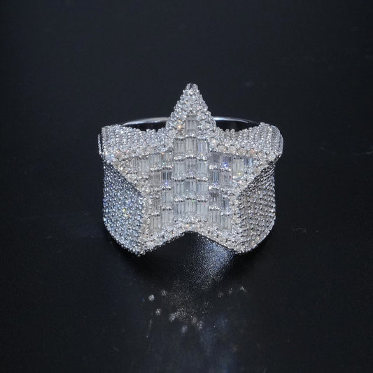 Moissanite Baguette Star Ring