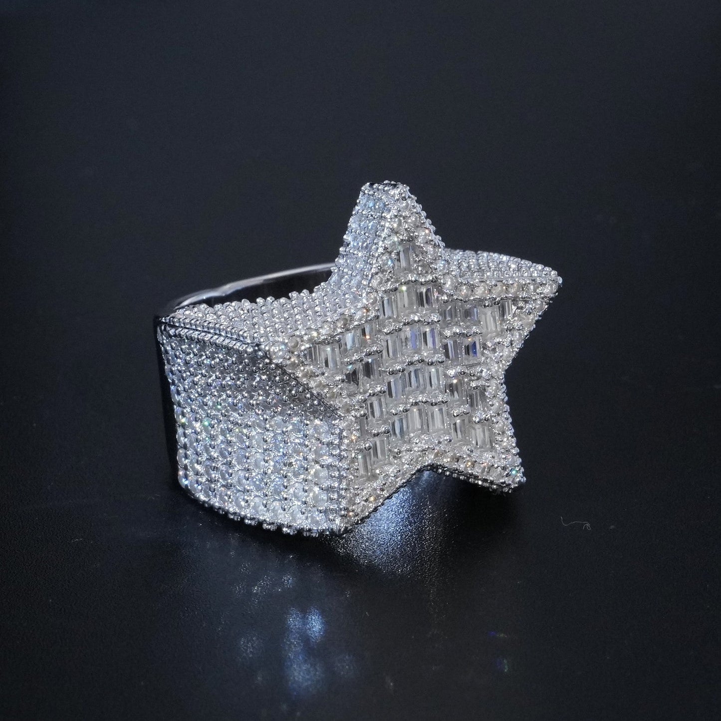 Moissanite Baguette Star Ring