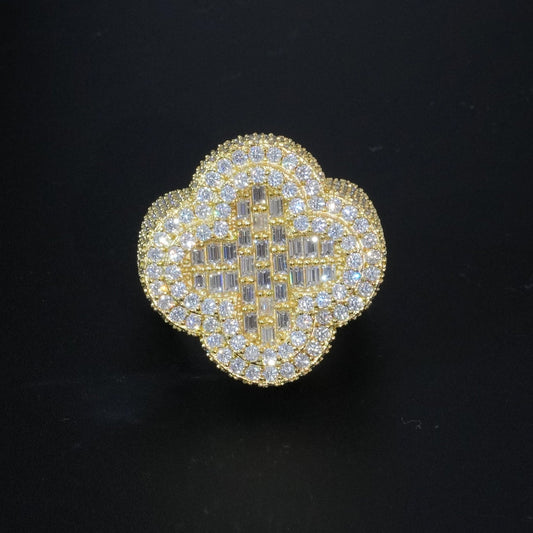 Moissanite Baguette Clover Ring