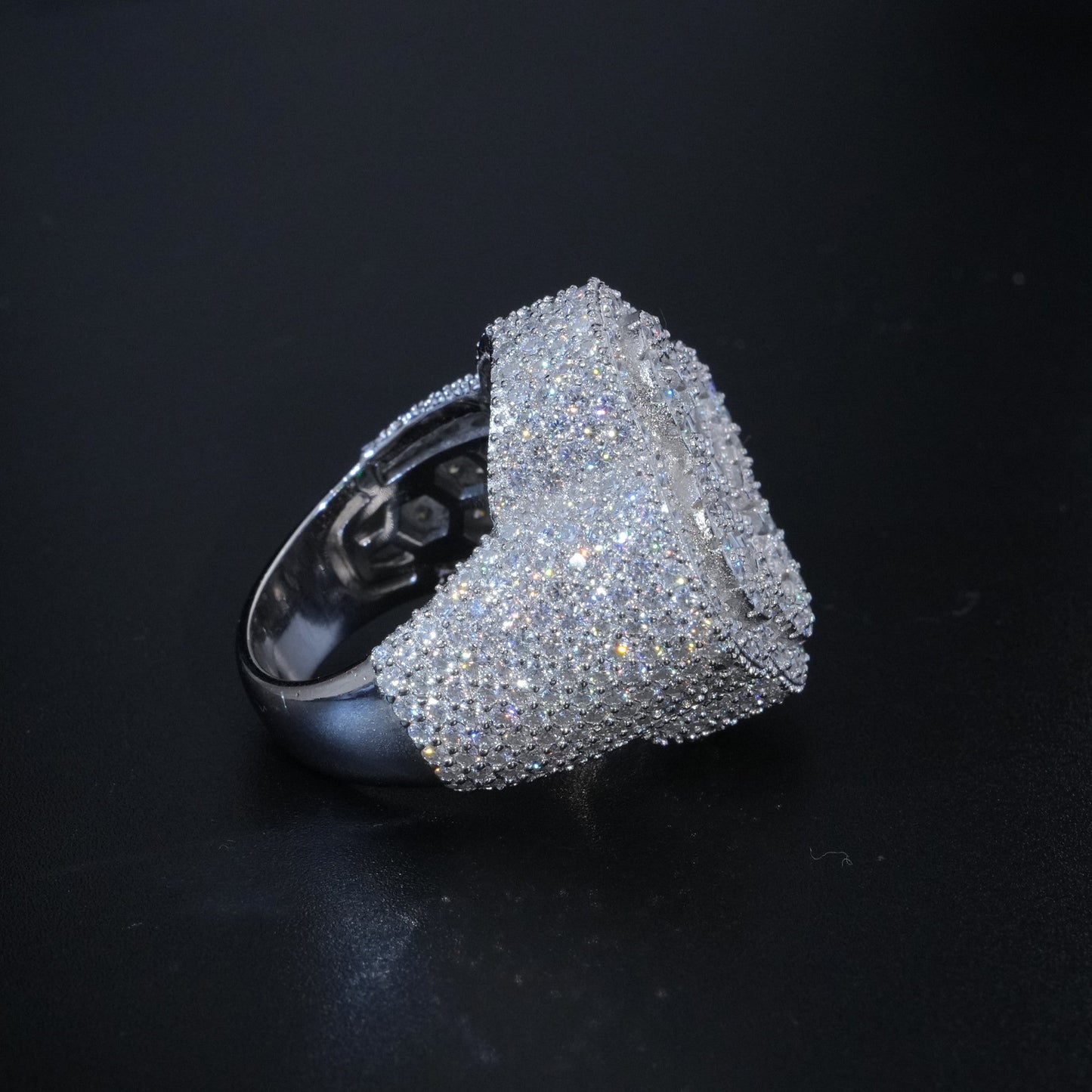 Moissanite Baguette Clover Ring