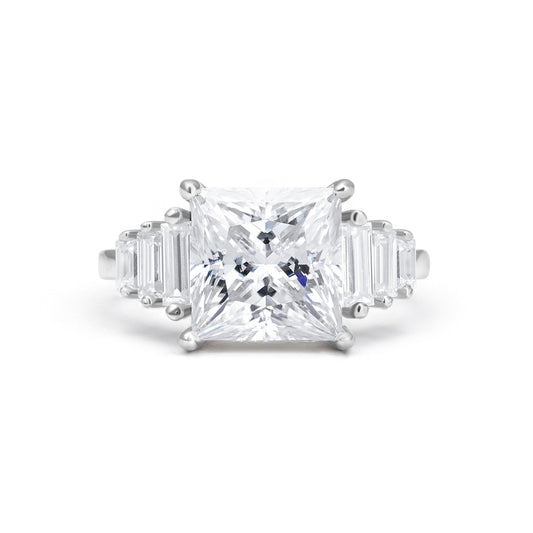 Tri-Baguette Princess Cut Moissanite Ring