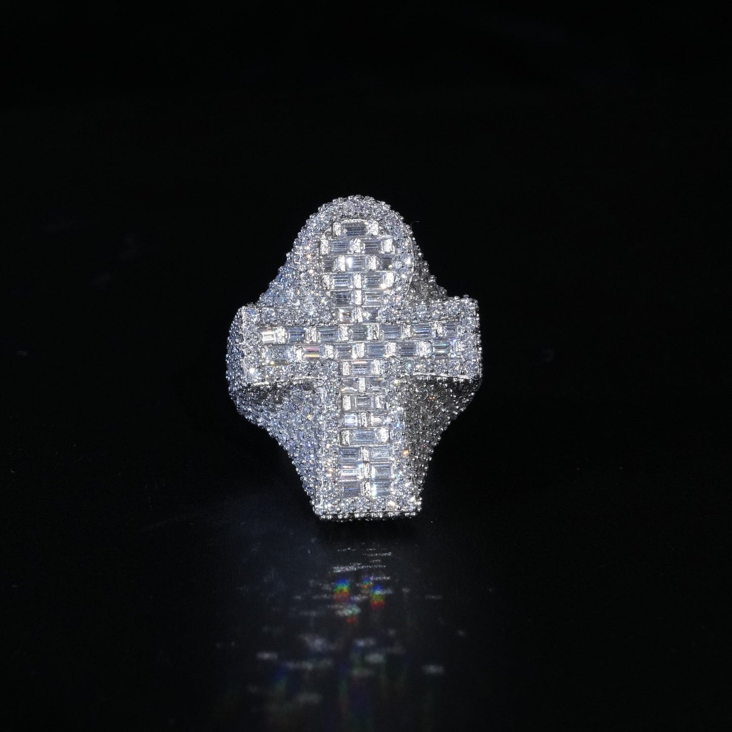 Moissanite Baguette Cross Rings