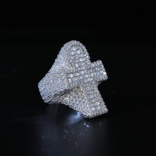 Moissanite Baguette Cross Rings
