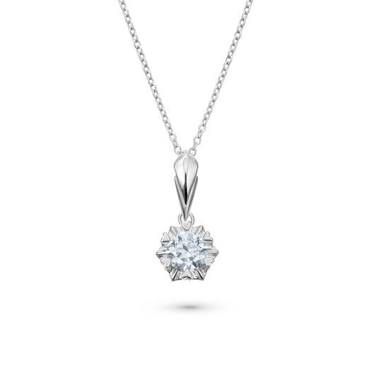 1 Carat Round Cut Moissanite Snowflake Necklace