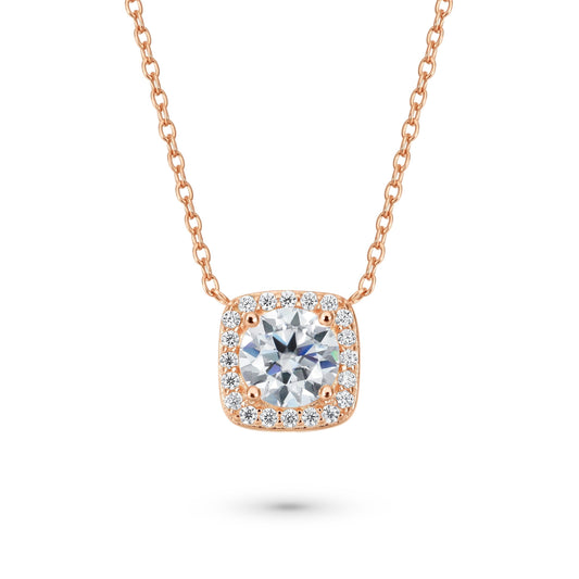 Cushion Halo 1 Carat Round Cut Diamond Necklace