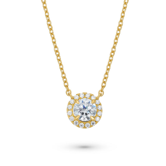Halo Round Cut Moissanite Necklace