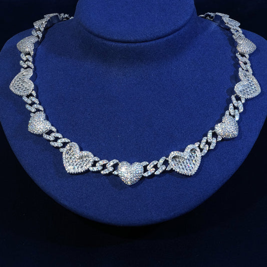 13MM Diamond Baguette Heart Necklace
