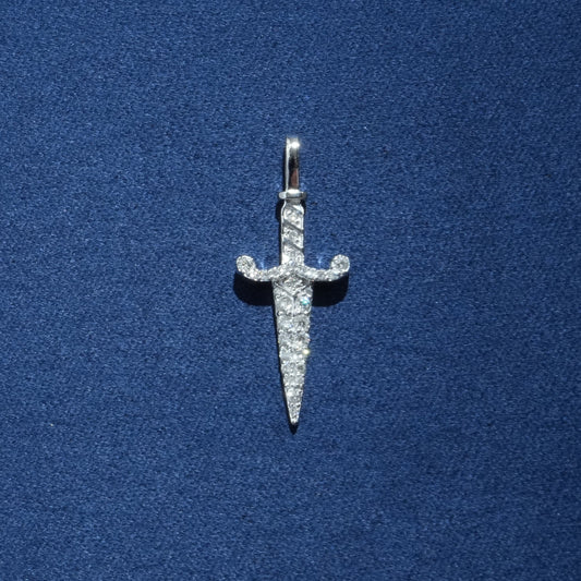 Diamond Dagger Pendant in 14K Solid Gold