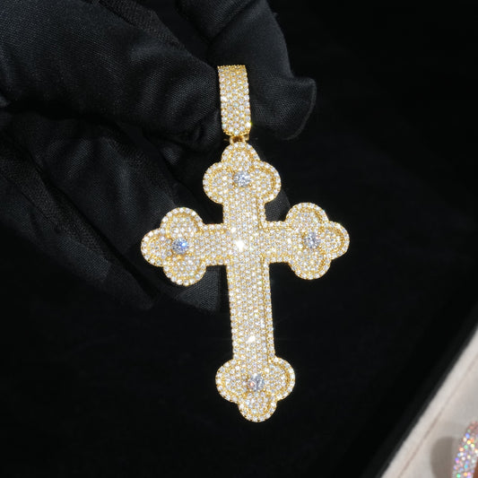 Moissanite Bottony Cross Pendant