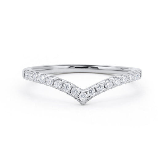 V-Contour Diamond Wedding Band