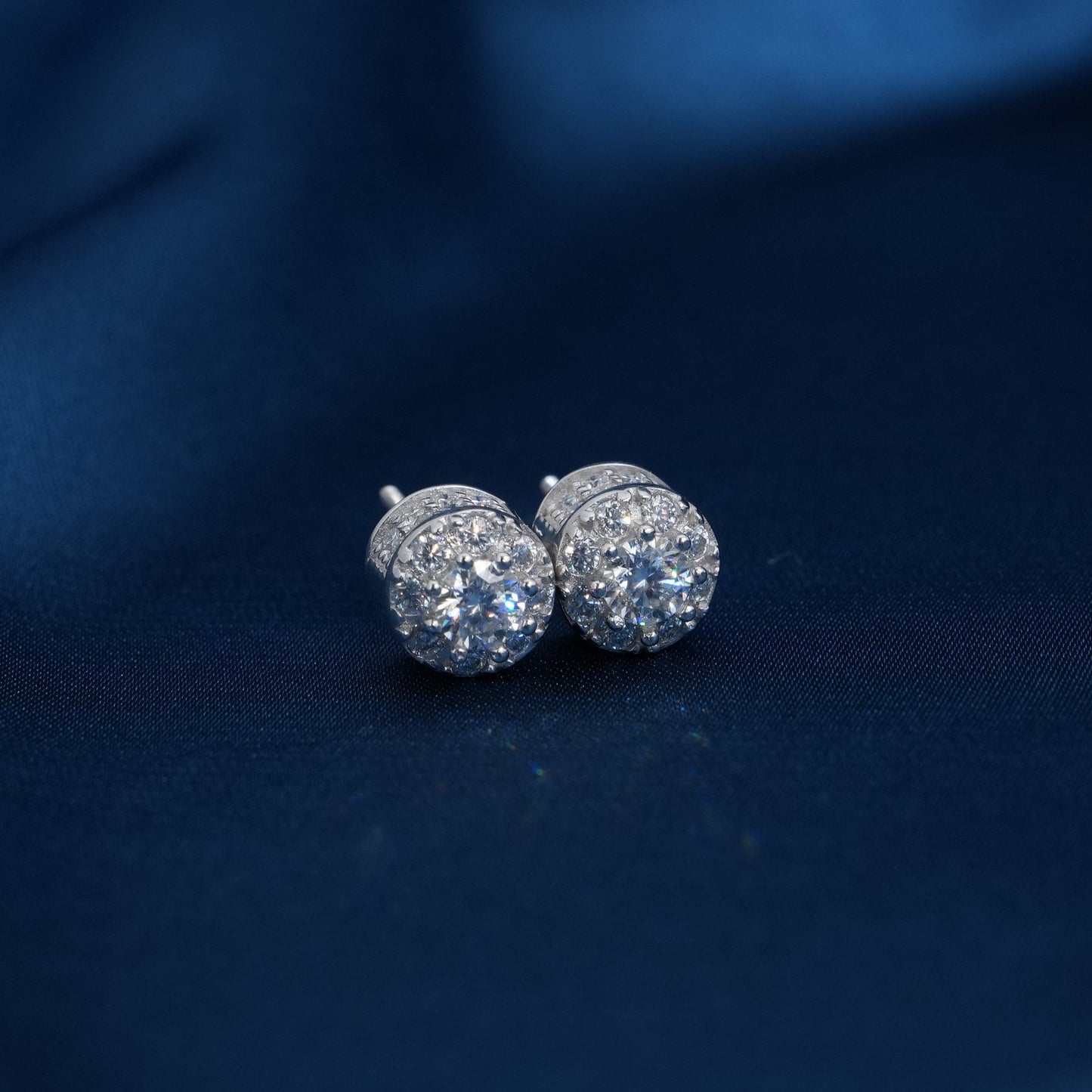 Layered Halo Moissanite Stud Earrings