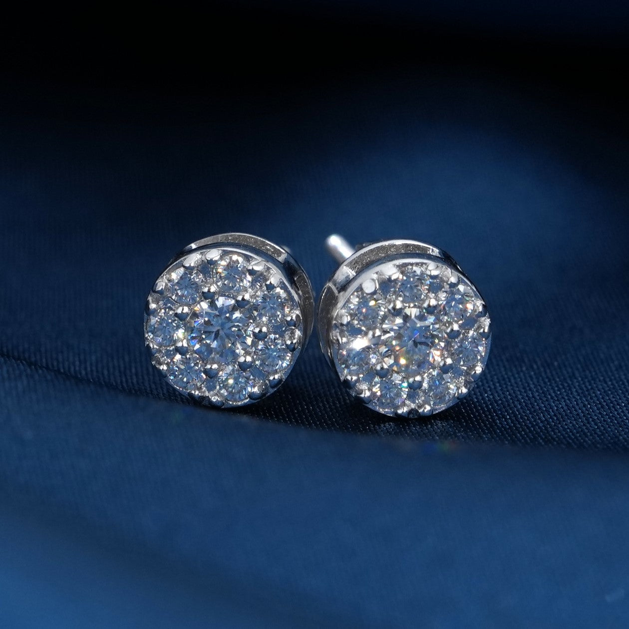Round Micro Pave Moissanite Stud Earrings