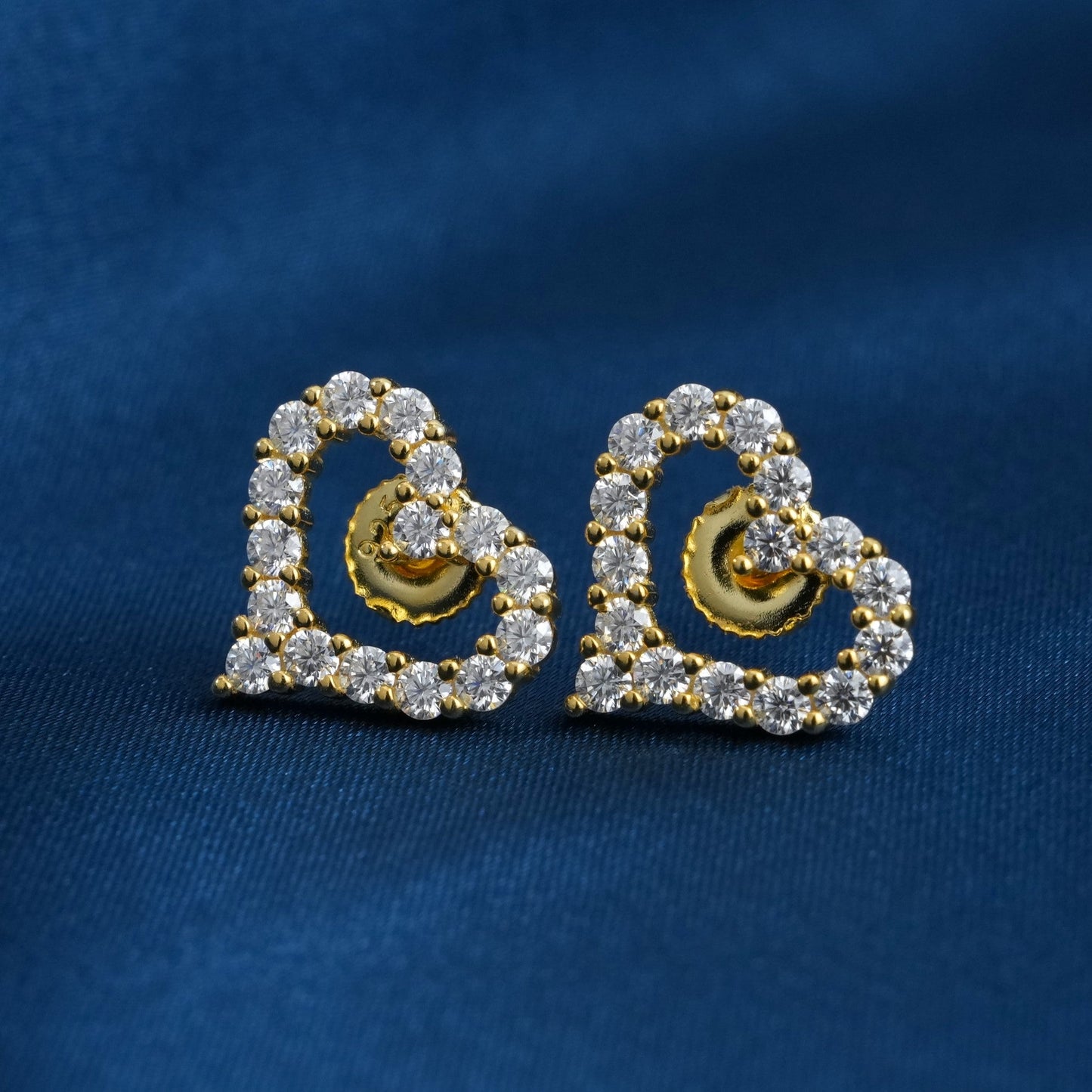 Diamond Heart Stud Earrings