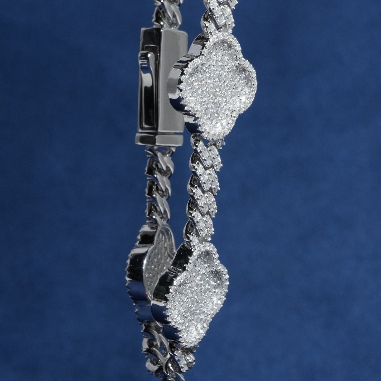 Diamond Clover Bracelet in Sterling Silver