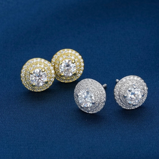 Moissanite Halo Stud Earrings