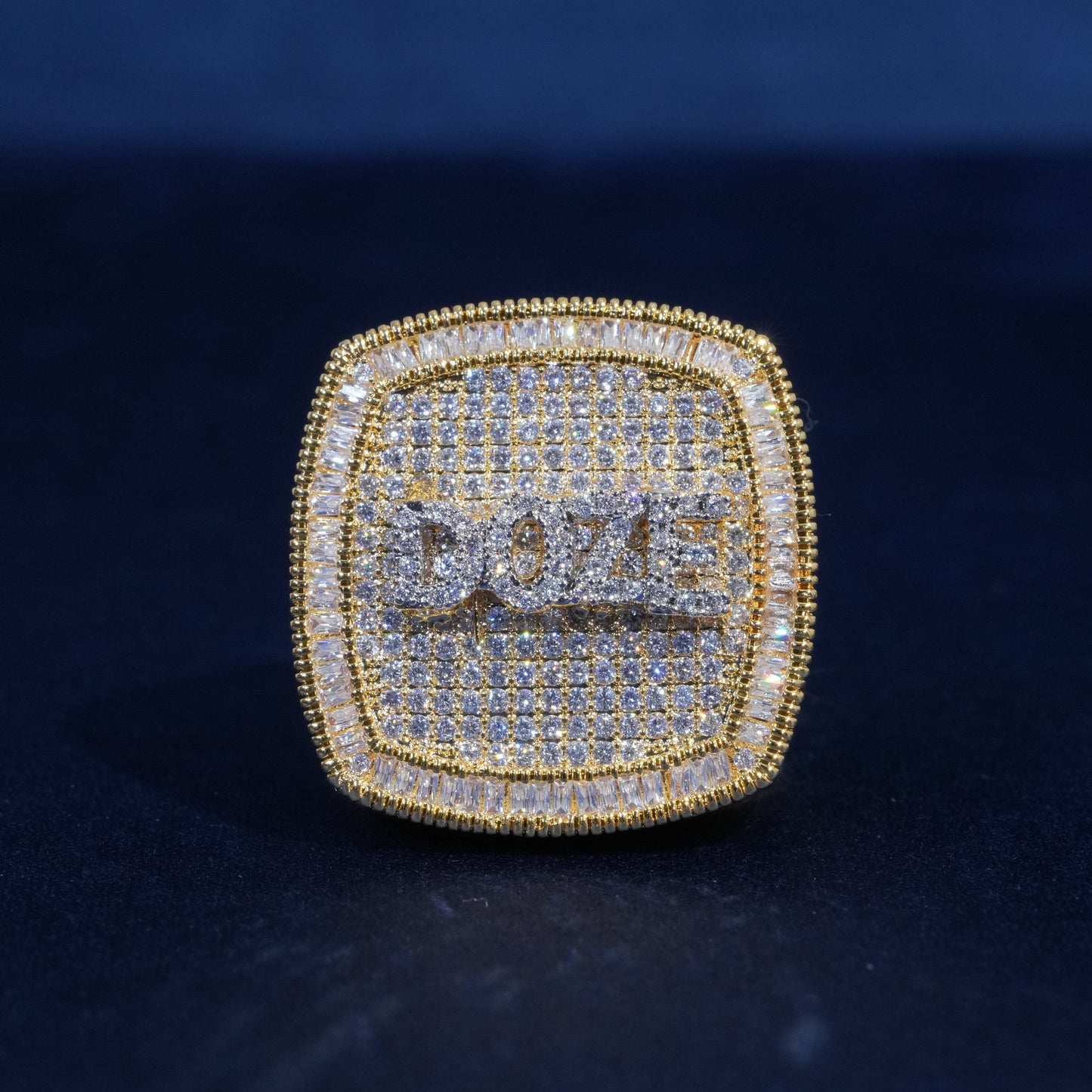 Custom Letter Iced Boss Ring