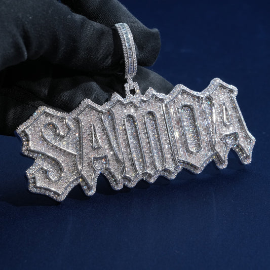 Custom S925 Baguette Moissanite Letter Pendant