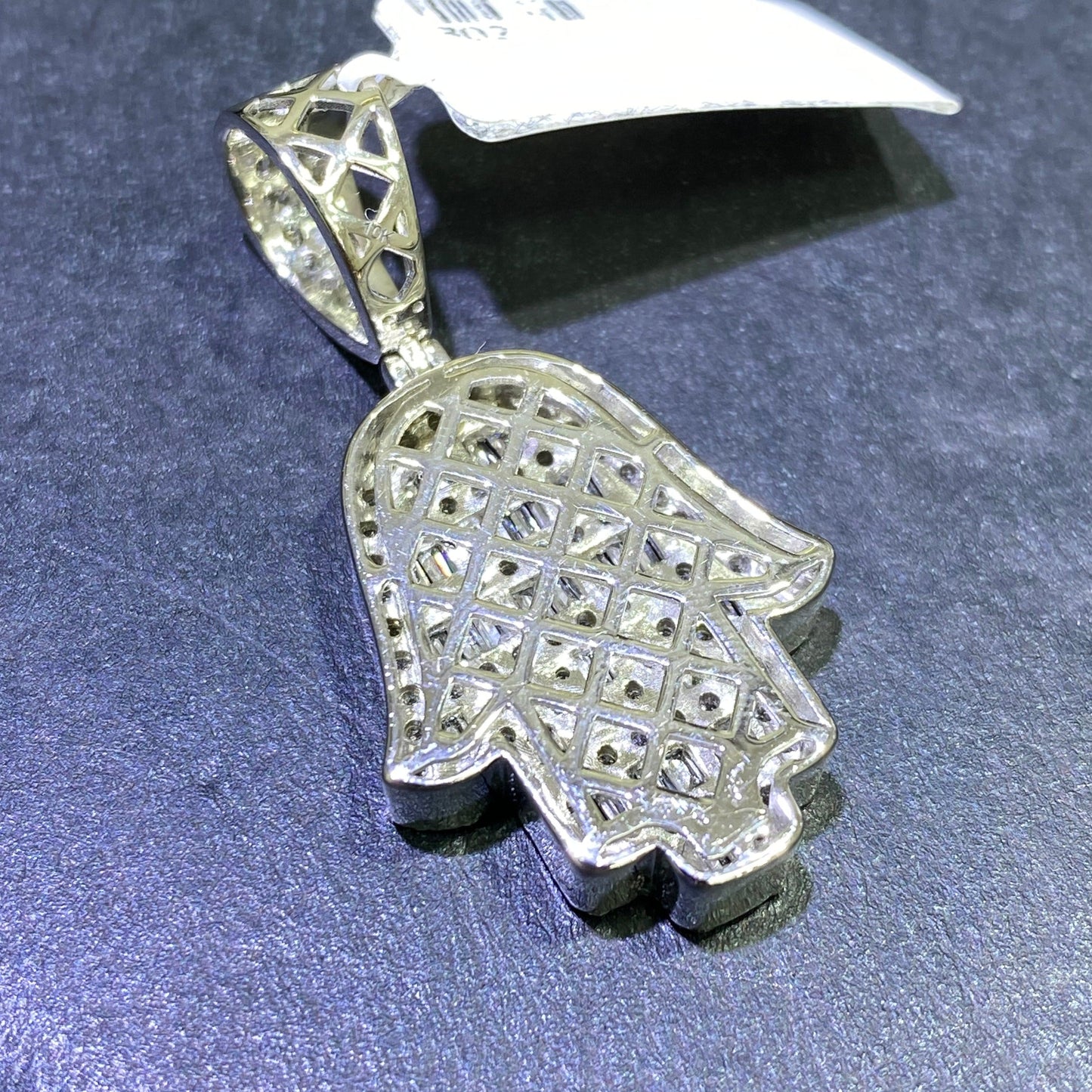 14k VVS1 Natural Diamond Hand of God 14k Iced Pendant