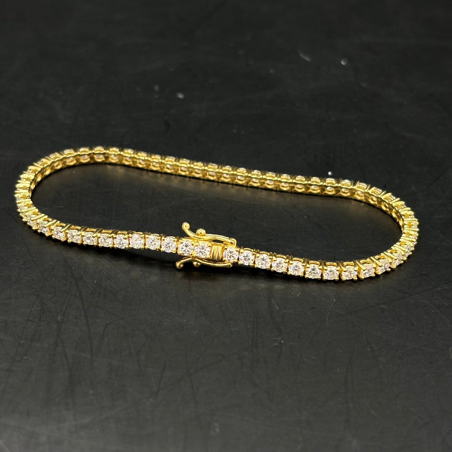 14k CVD VVS Bust Down Lab Bracelet Yellow Gold