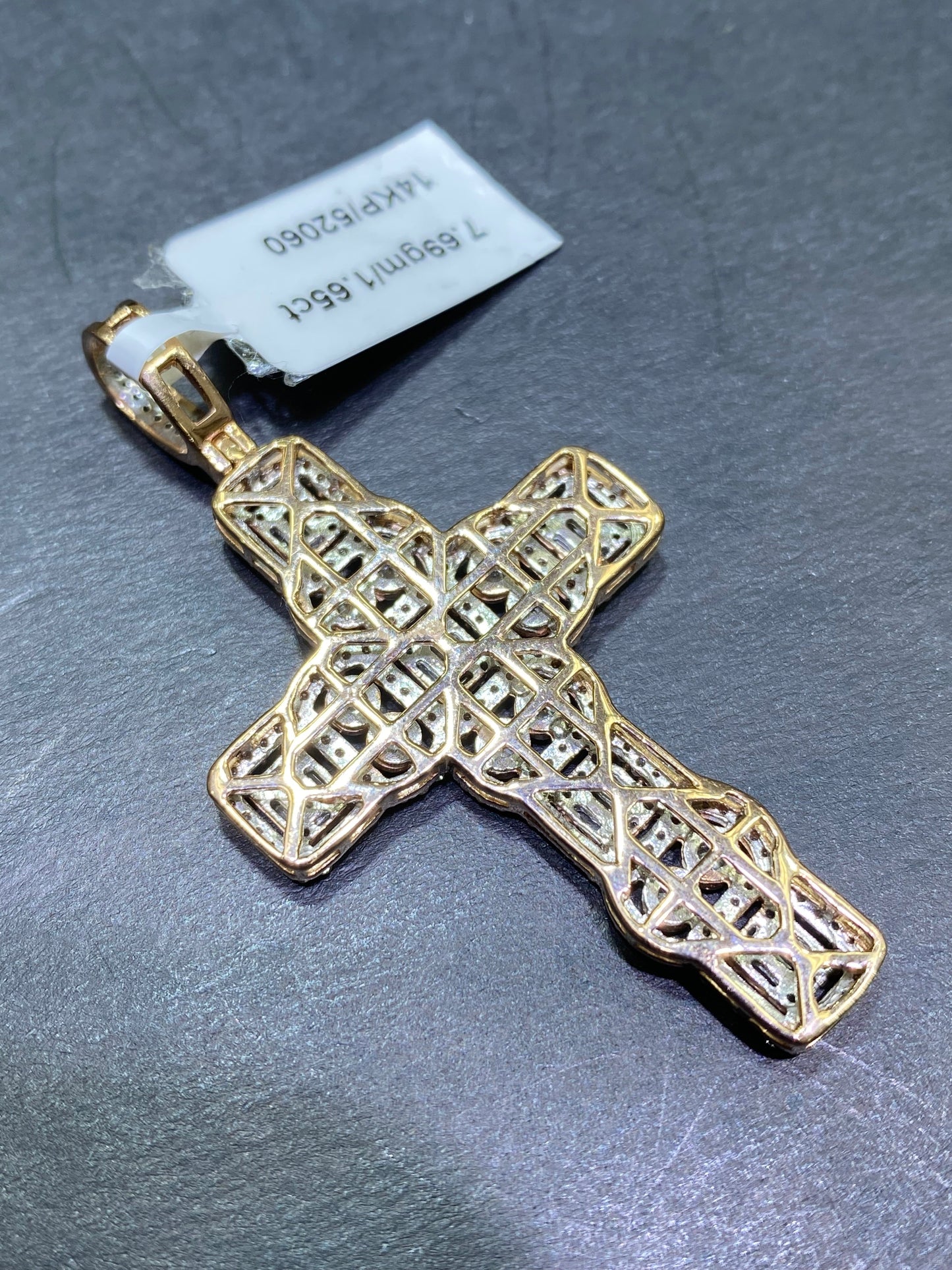 New Vvs-1 Natural Diamonds 14k Rose Gold Cross Pendant