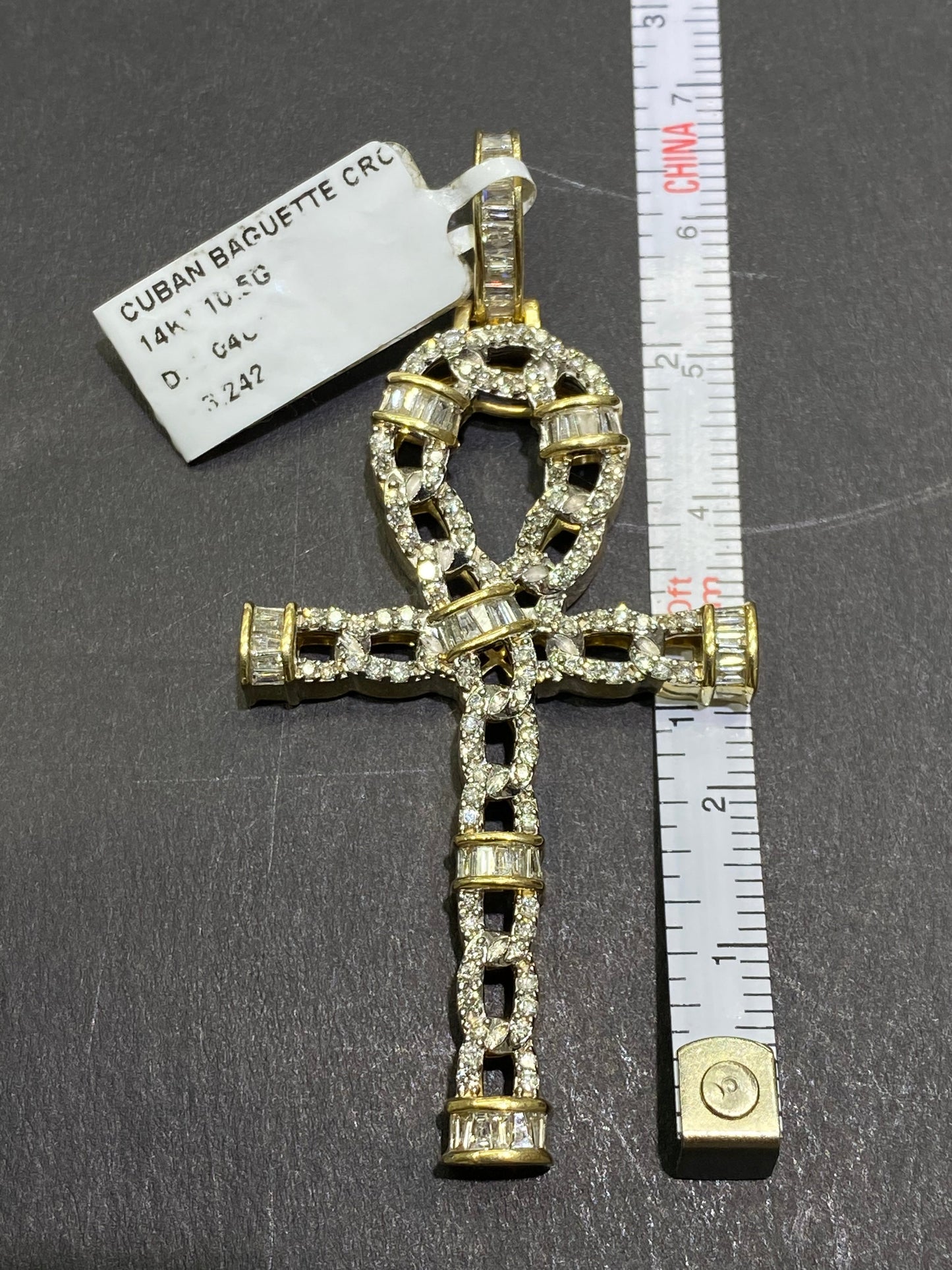 New 14k Egyptian Cross Pendant Vs1 Natural Diamonds 💎 1.3 cts.t.w.