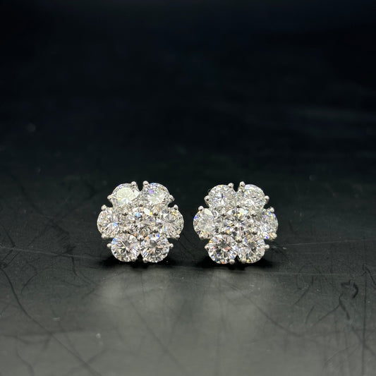 Iced Out Lab Earrings VS1 Flower