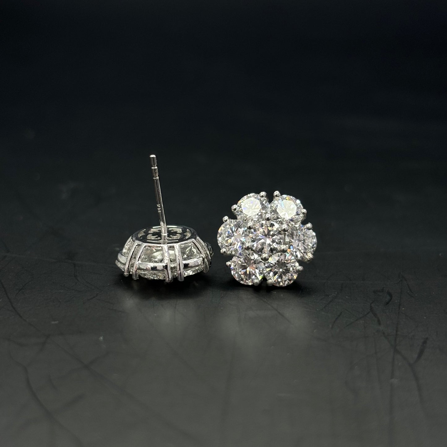 Iced Out Lab Earrings VS1 Flower
